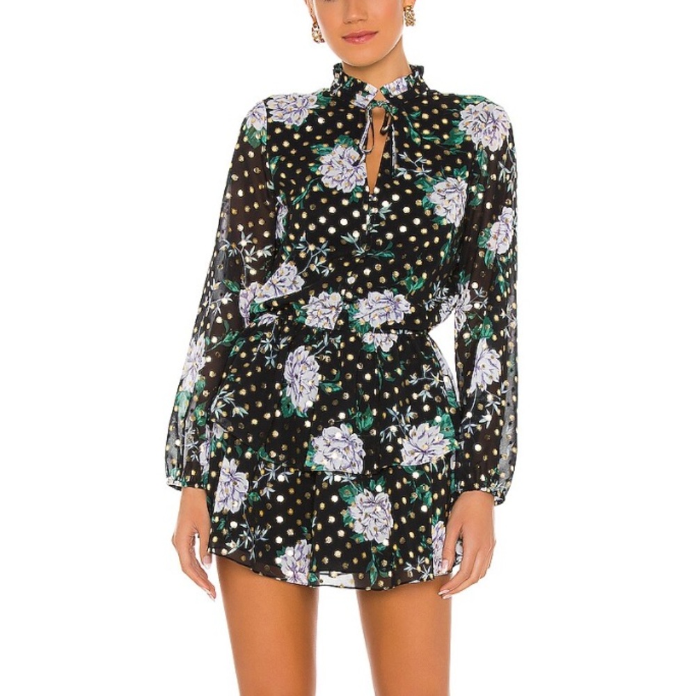 Yumi Kim Black Floral Long Sleeve Dress